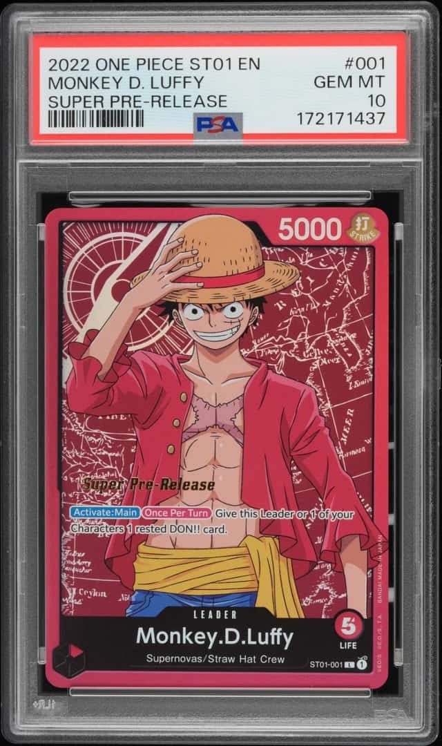 2022 ONE PIECE STARTER DECK ST01-STRAW HAT CREW #001 MONKEY D. LUFFY PSA 10