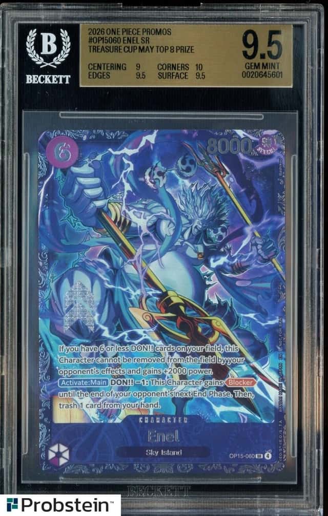 2026 One Piece Promos OP15060 Enel SR Treasure Cup May Top 8 Prize BGS 9.5