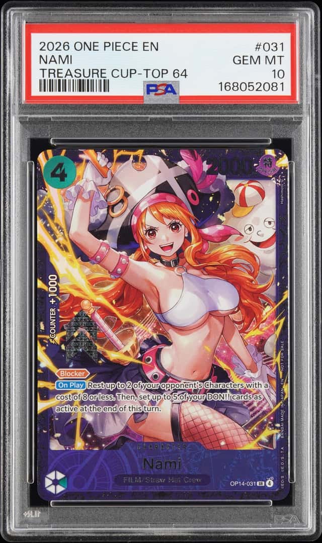 2026 One Piece Nami Treasure Cup Top 64 #OP14-031 PSA 10 GEM MINT