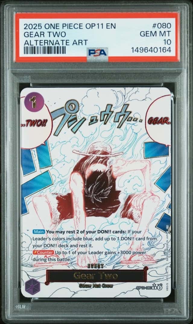 ONE PIECE GEAR TWO 2025 OP11-A FIST OF DIVINE SPEED #080 ALT ART PSA 10