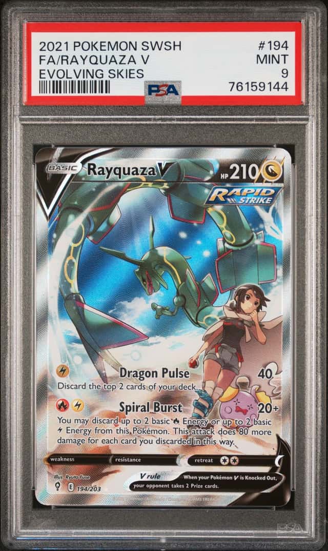 Pokemon Rayquaza V Alt Full Art 194/203 Evolving Skies Holo PSA 9