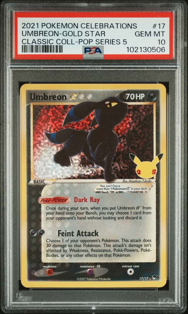 2021 Pokemon Celebrations Classic Coll Pop Series 5 #17 Umbreon Gold Star PSA 10