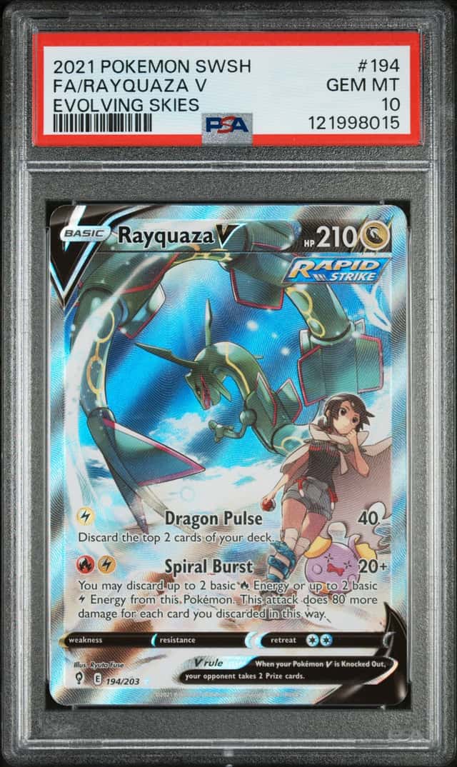2021 POKEMON SWORD & SHIELD EVOLVING SKIES #194/203 RAYQUAZA V FULL ART PSA 10