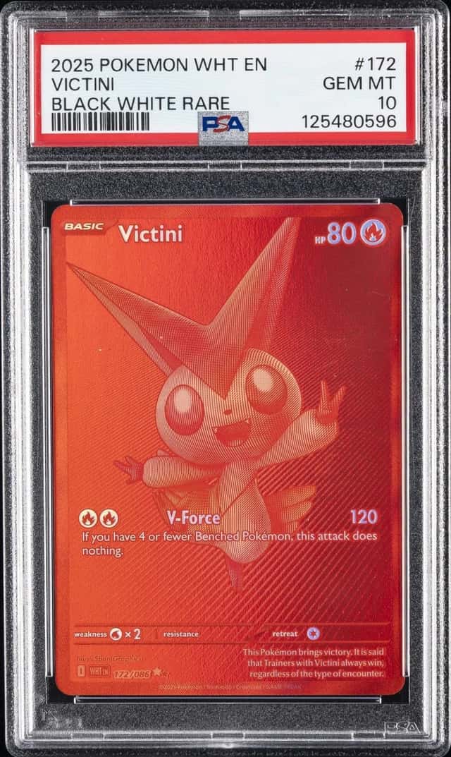 2025 POKEMON WHT EN-WHITE FLARE BLACK WHITE RARE #172 VICTINI PSA 10