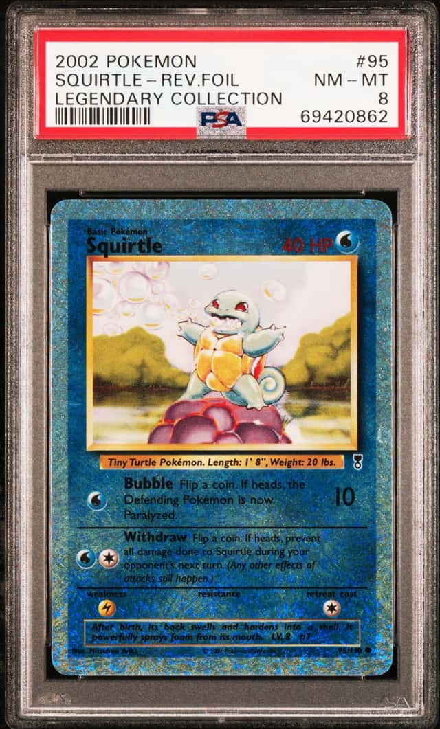 POKEMON SQUIRTLE-REV.FOIL 2002 LEGENDARY COLLECTION #95 PSA 8