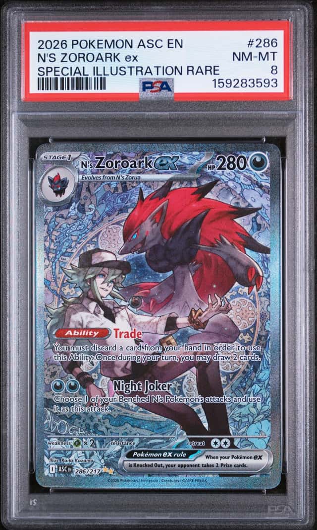 2026 Pokemon N's Zoroark ex Special Illustration Rare #286/217 PSA 8