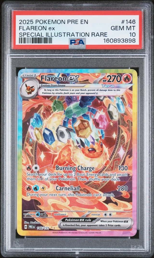 2025 POKEMON PRISMATIC EVOLUTIONS SPECIAL ILLUSTRATION RARE FLAREON EX PSA 10