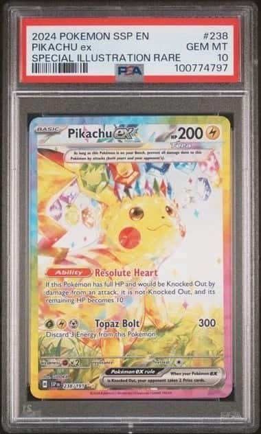 POKEMON PIKACHU ex 2024 SSP EN-SURGING SPARKS #238 SPECIAL ILLUS RARE PSA 10