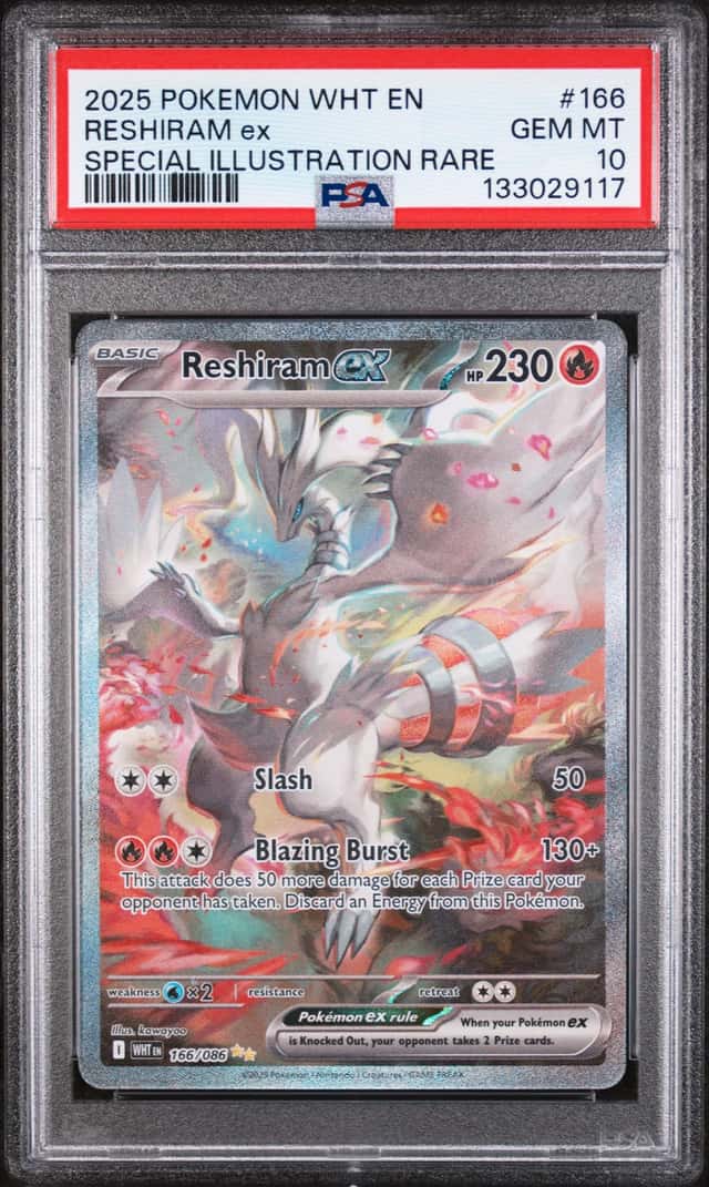 POKEMON RESHIRAM 2025 WHITE FLARE #166 SPECIAL ILLUSTRATION RARE PSA 10