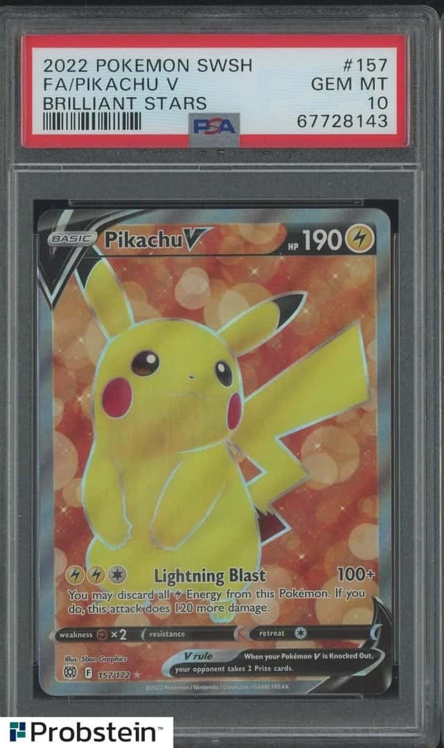 2022 Pokemon SWSH Brilliant Stars #157 FA/Pikachu V PSA 10 GEM MINT