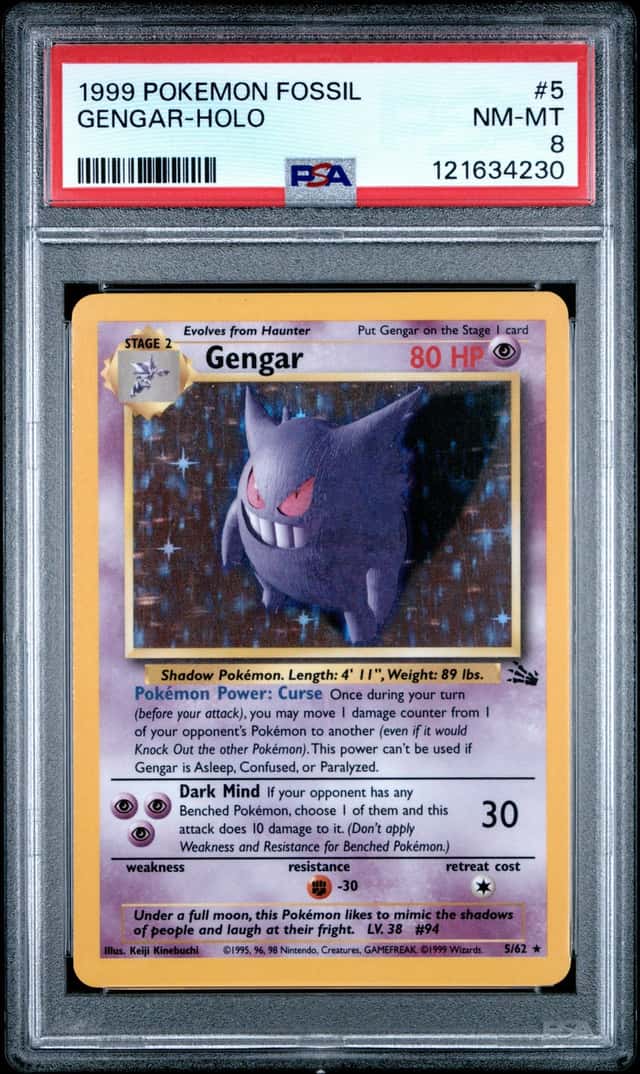1999 Pokemon Fossil #5 Gengar Holo PSA 8 NM-MT