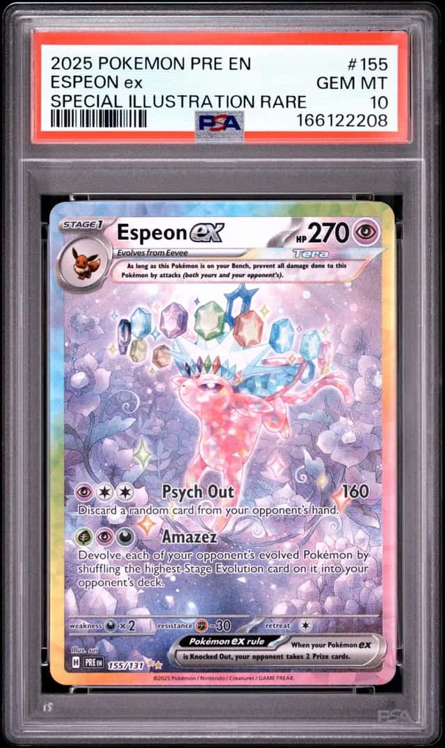 2025 POKEMON PRISMATIC EVOLUTIONS SPECIAL ILLUSTRATION RARE ESPEON EX PSA 10