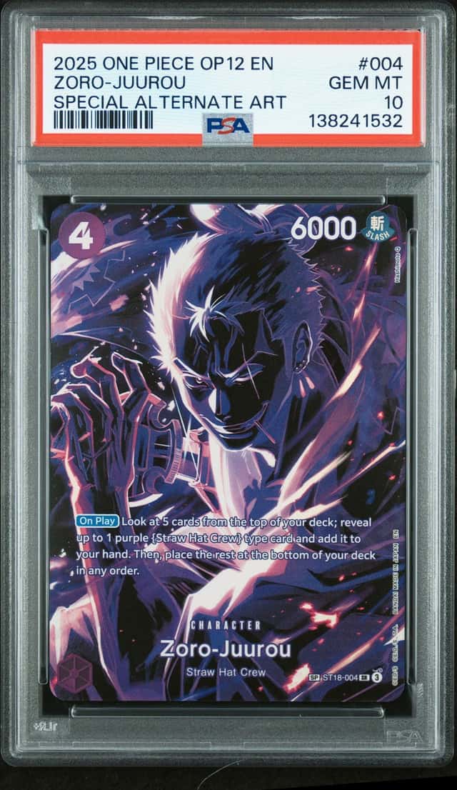 2025 ONE PIECE OP12-LEGACY OF THE MASTER #004 ZORO-JUUROU PSA 10