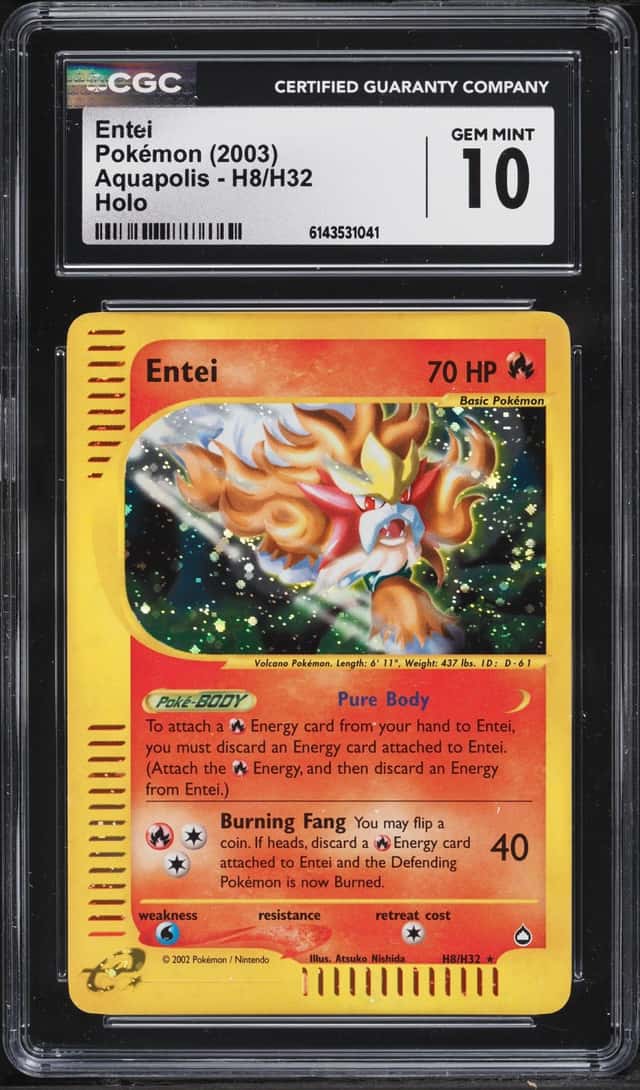 2003 Pokemon Aquapolis Holo Entei #H8 CGC 10 GEM MINT
