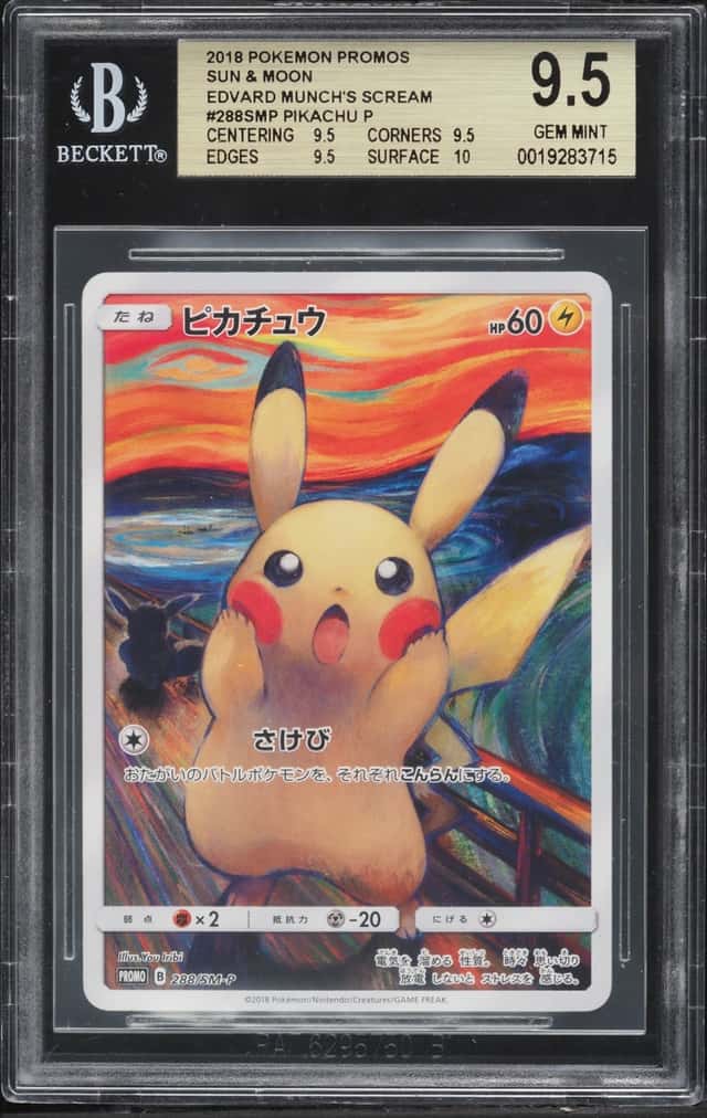 2018 Pokemon Japanese Sun & Moon Edvard Munch's Scream Promo Pikachu #288SMP BGS 9.5 GEM MINT
