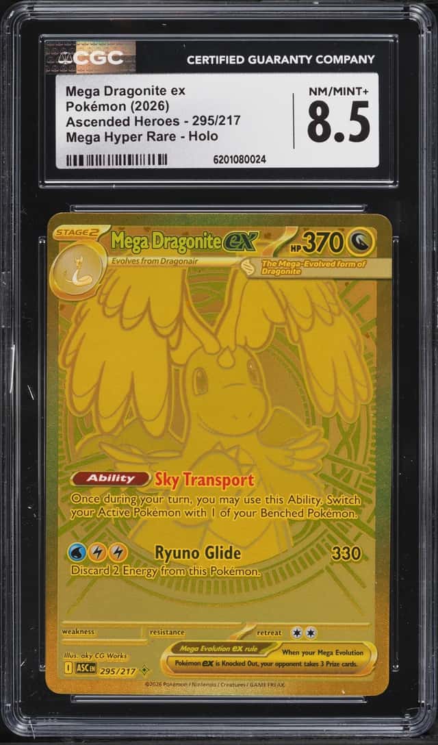 2026 Pokemon Mega Evolution Ascended Heroes MHR Mega Dragonite Ex #295 CGC 8.5 NM-MT+