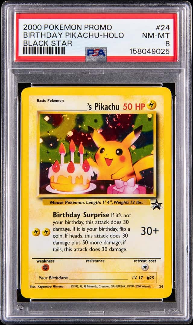 2000 Pokemon Promo Black Star Holo #24 Birthday Pikachu - PSA NM-MT 8