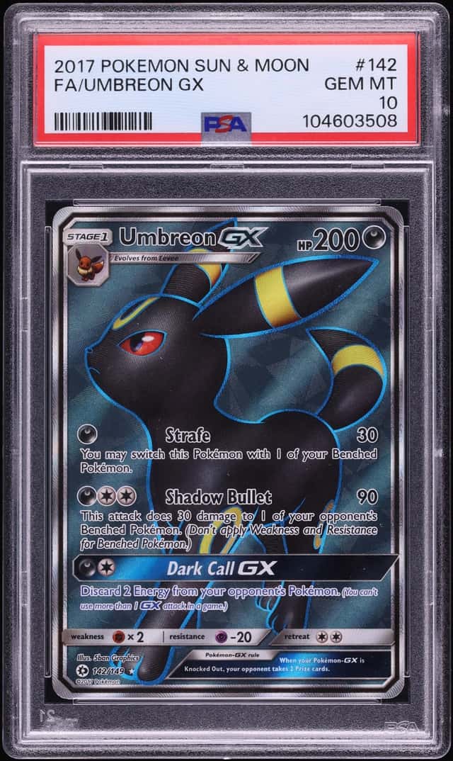 2017 Pokemon Sun & Moon Full Art Umbreon GX #142 PSA 10 GEM MINT