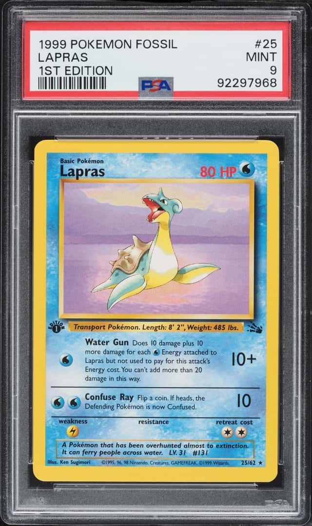 1999 Pokemon Fossil 1st Edition Lapras #25 PSA 9 MINT