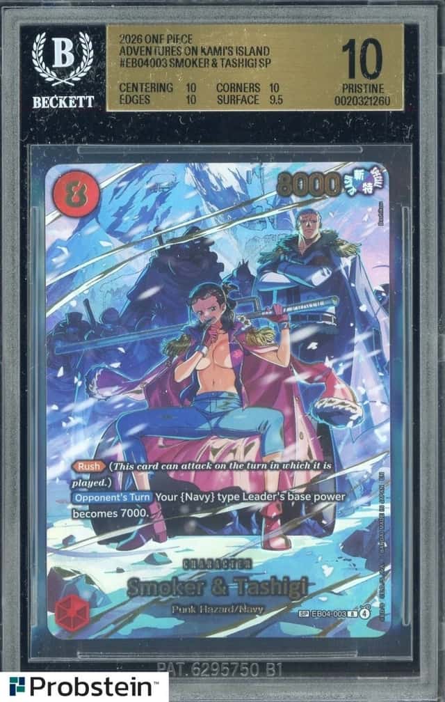 2026 One Piece Adventures On Kami's Island EB04 Smoker & Tashigi BGS 10 PRISTINE