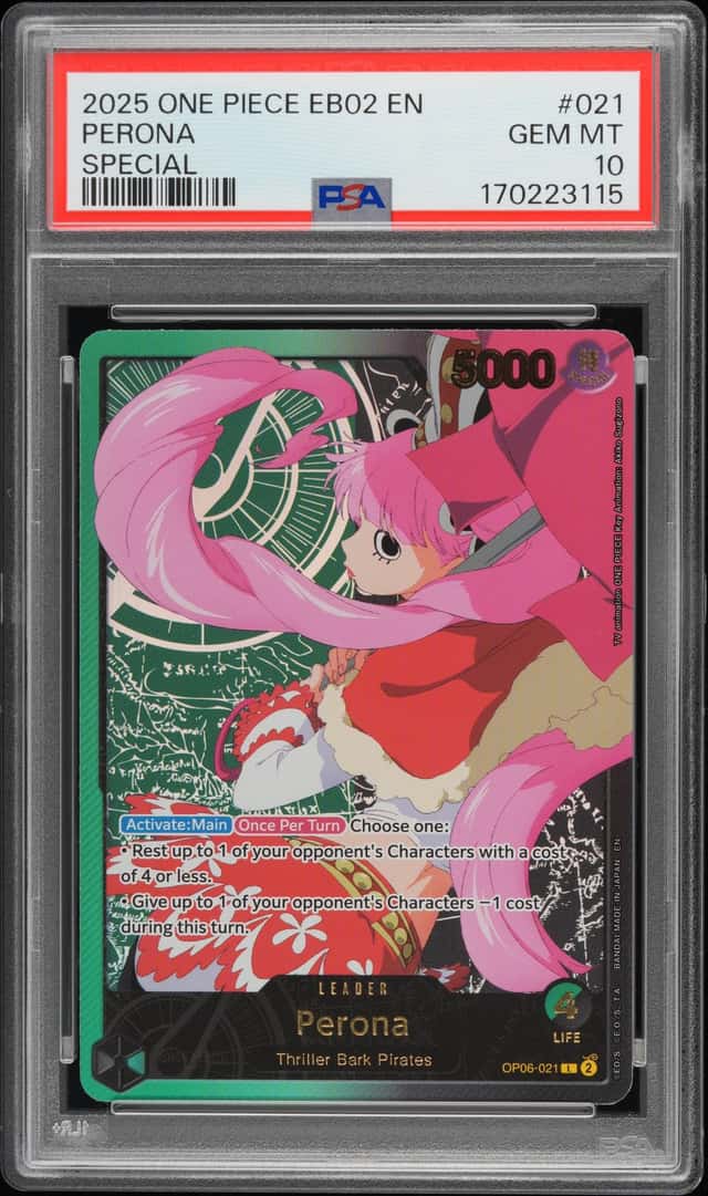 2022 One Piece EB-02 Gold Extra Booster Anime 25th #021 Perona PSA 10 GEM MINT