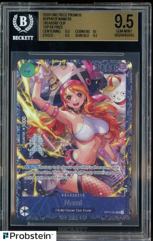 2026 One Piece Promos OP14031 Nami SR Treasure Cup Top 64 Prize BGS 9.5