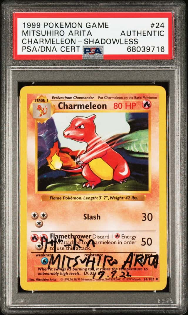Pokemon Charmeleon Mistsuhiro Arita Auto 24 Base Set Shadowless PSA AUTHENTIC