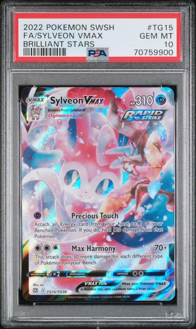 2022 Pokémon Sword & Shield Full Art Sylveon VMAX Brilliant Stars #TG15 PSA 10