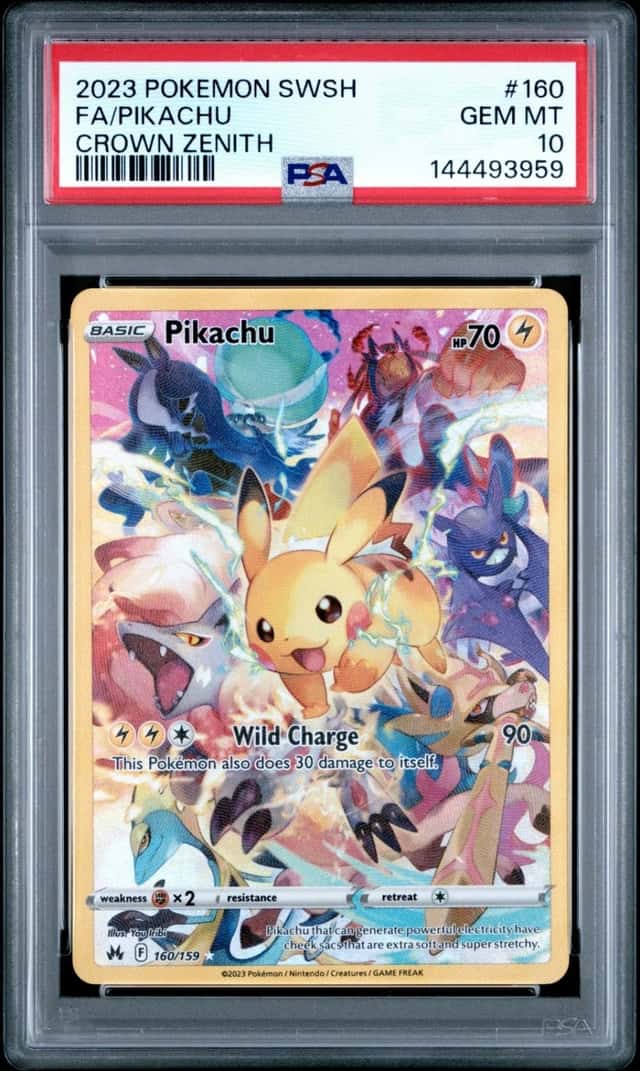 2023 POKEMON SWORD & SHIELD CROWN ZENITH #160 FULL ART/PIKACHU PSA 10