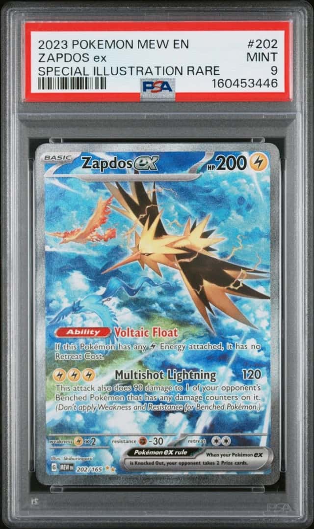 2023 POKEMON MEW EN-151 SPECIAL ILLUSTRATION RARE #202 ZAPDOS EX PSA 9