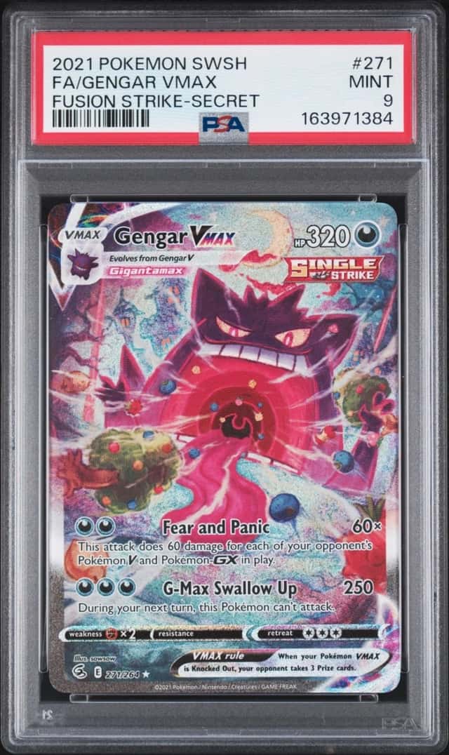 2021 POKEMON SWORD & SHIELD FUSION STRIKE SECRET #271 FULL ART/GENGAR VMAX PSA 9