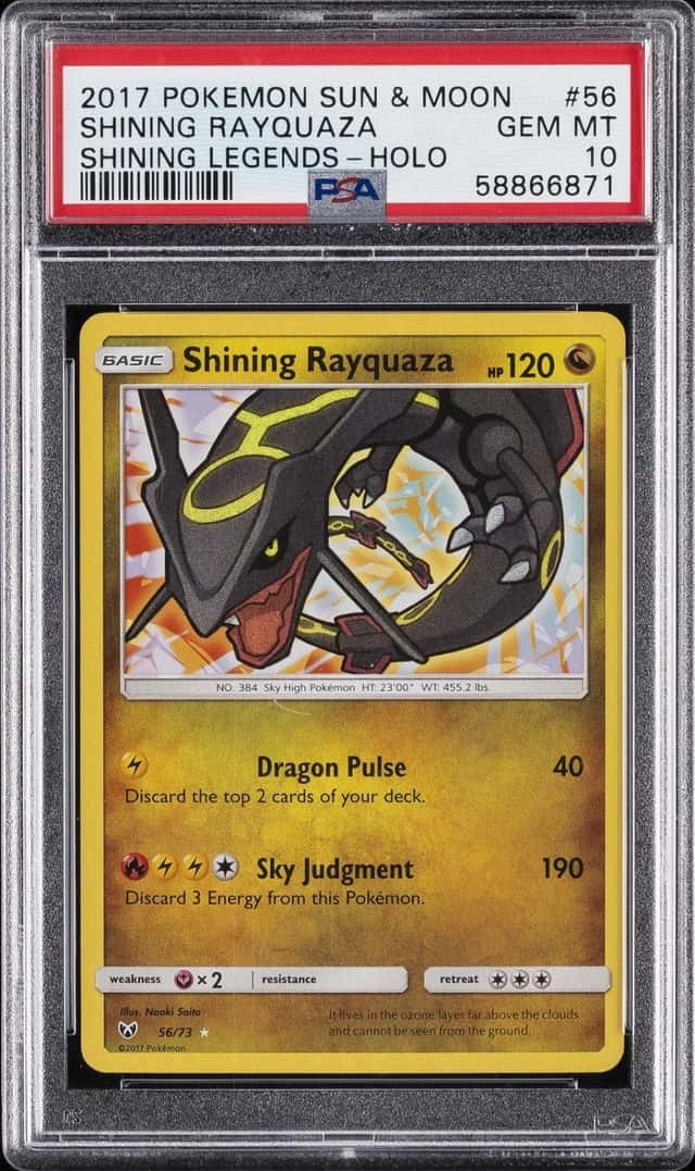 2017 POKEMON SUN & MOON SHINING LEGENDS #56 SHINING RAYQUAZA-HOLO PSA 10
