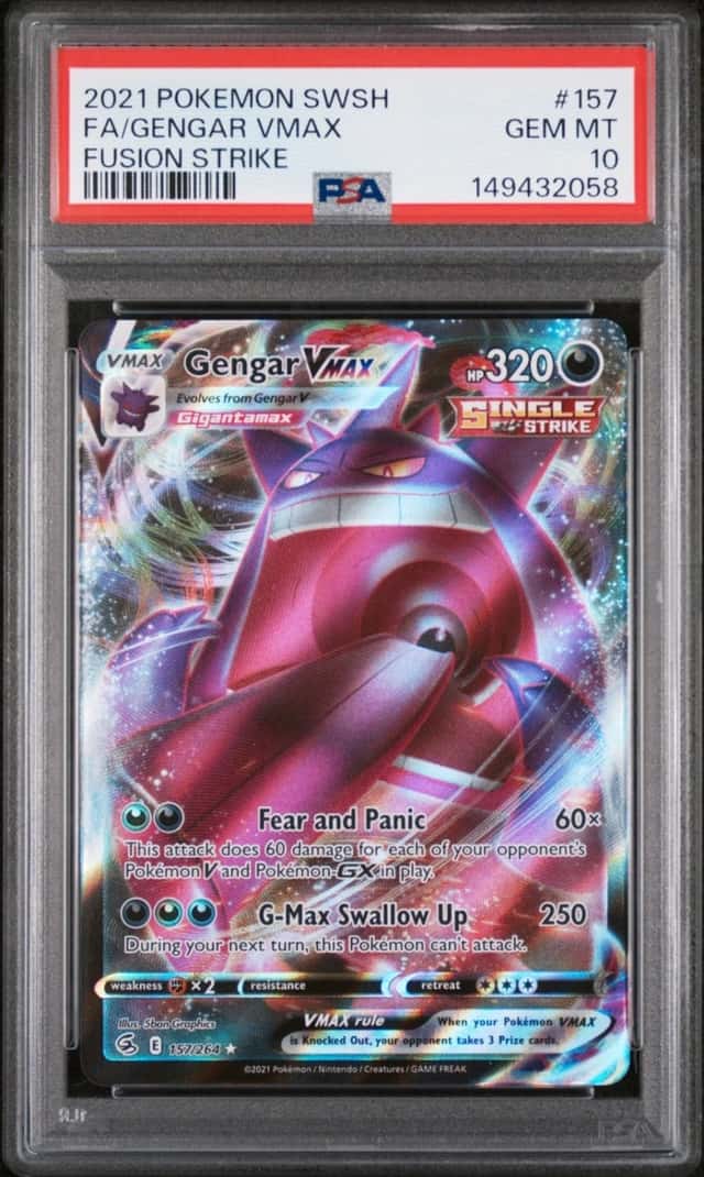 2021 POKEMON SWORD & SHIELD FUSION STRIKE #157 FULL ART/GENGAR VMAX PSA 10