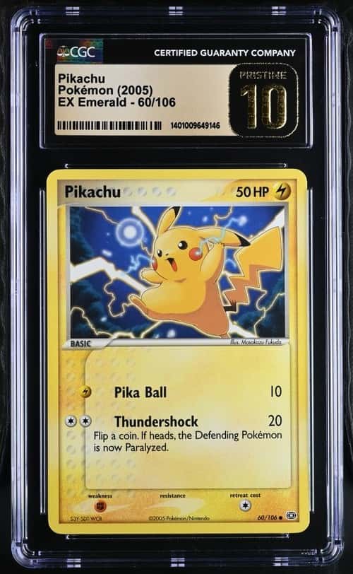 CGC PRISTINE 10 2005 POKÉMON EX EMERALD PIKACHU #60⚡️[PSA 10 GEM MINT]⚡️LOW POP