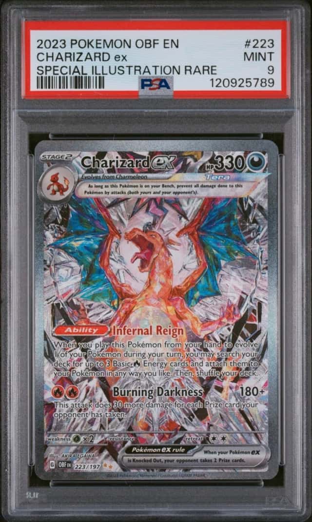 CHARIZARD ex 223/197 OBSIDIAN FLAMES 2023 PSA 9 GRADED POKEMON CARD
