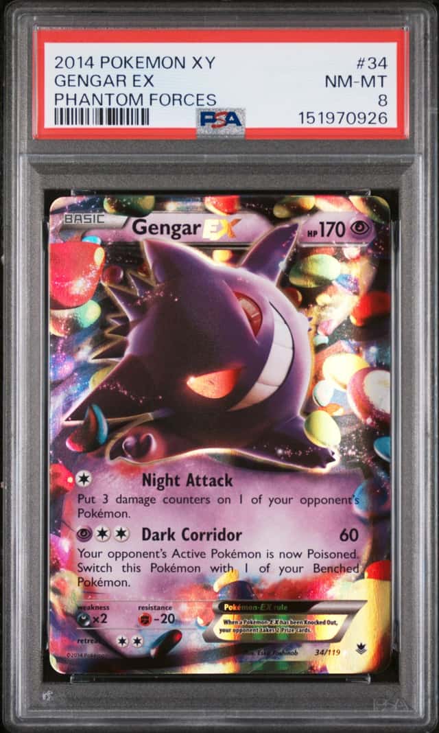 Gengar ex #34 XY Phantom Forces 2014 Pokemon PSA 8 151970926