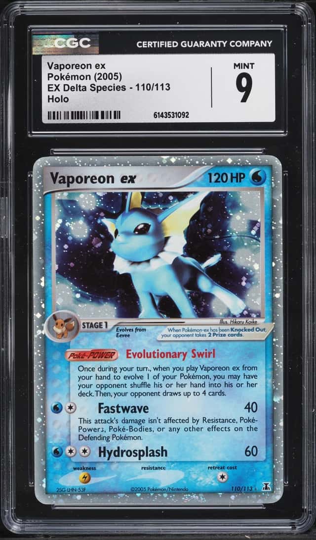 2005 Pokemon EX Delta Species Holo Vaporeon EX #110 CGC 9 MINT