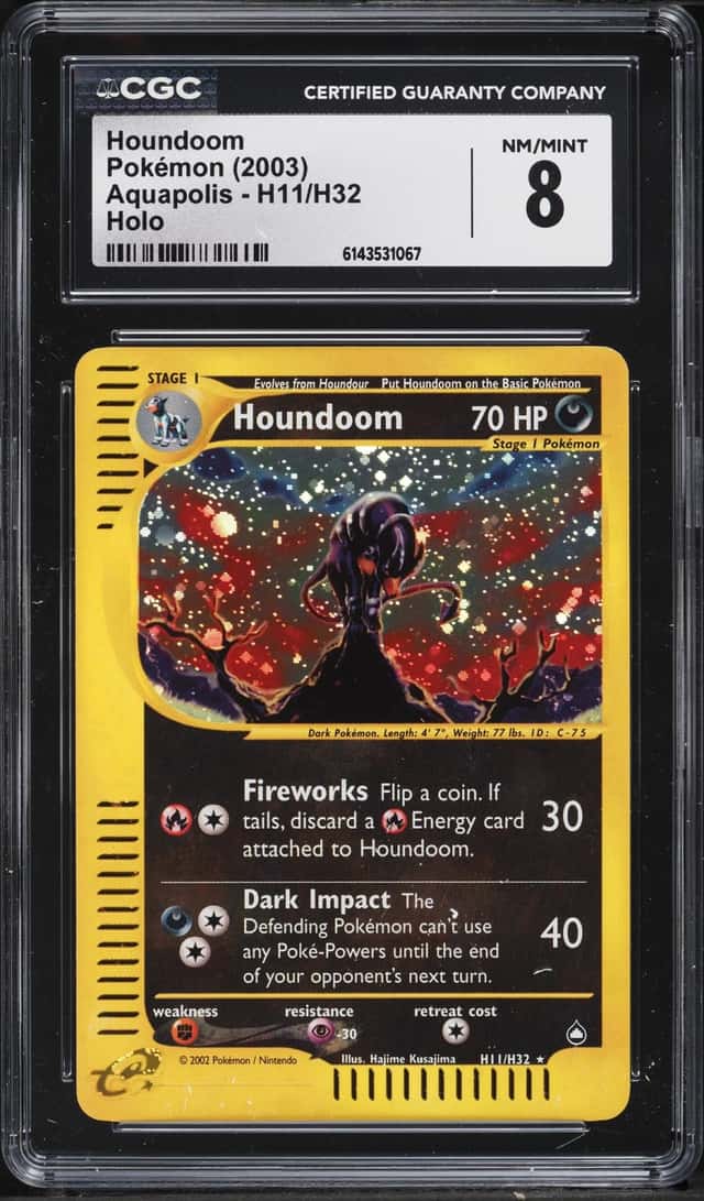 2003 Pokemon Aquapolis Holo Houndoom #H11 CGC 8 NM-MT