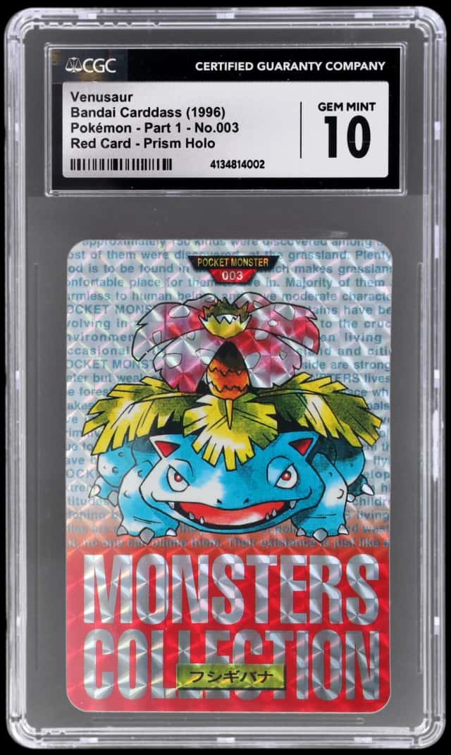 1996 Pokemon Bandai Carddass Vending Part 1 Red Prism Venusaur #003