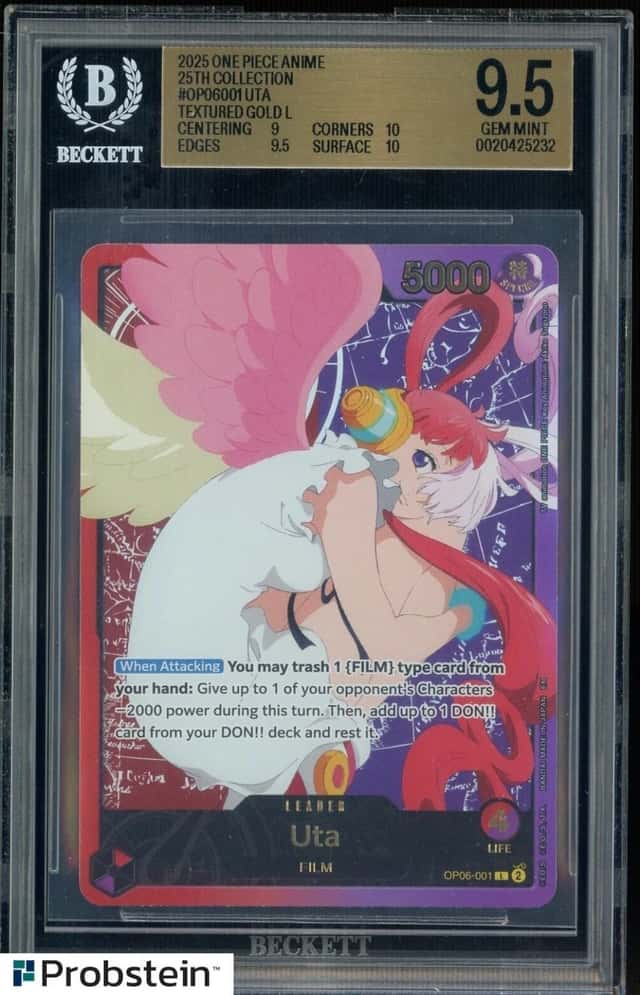 2025 One Piece Uta EB02 Special Gold 25th Anniversary #001 Leader BGS 9.5 GEM MT