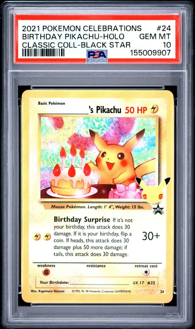 Pokemon 2021 Birthday Pikachu 24/25 Holo Classics Celebrations GEM MINT PSA 10