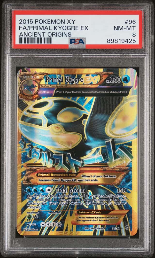 2015 POKEMON XY ANCIENT ORIGINS #96/98 PRIMAL KYOGRE EX PSA 8