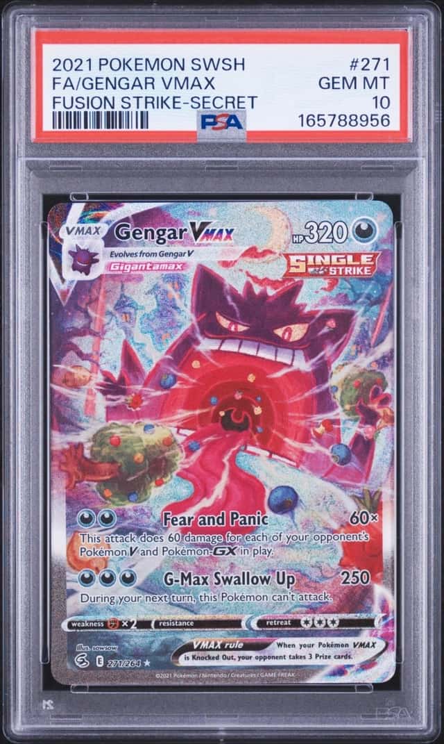 2021 POKEMON SWORD & SHIELD FUSION STRIKE SECRET FULL ART/GENGAR VMAX PSA 10
