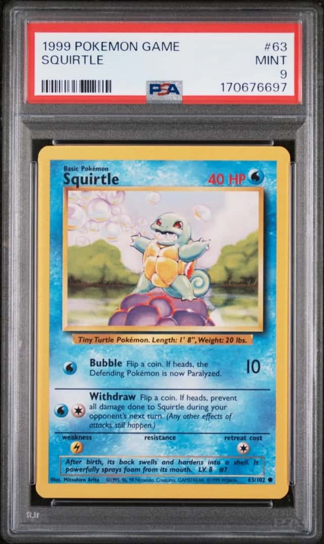 1999 POKEMON BASE SET UNLIMITED #63 SQUIRTLE PSA 9