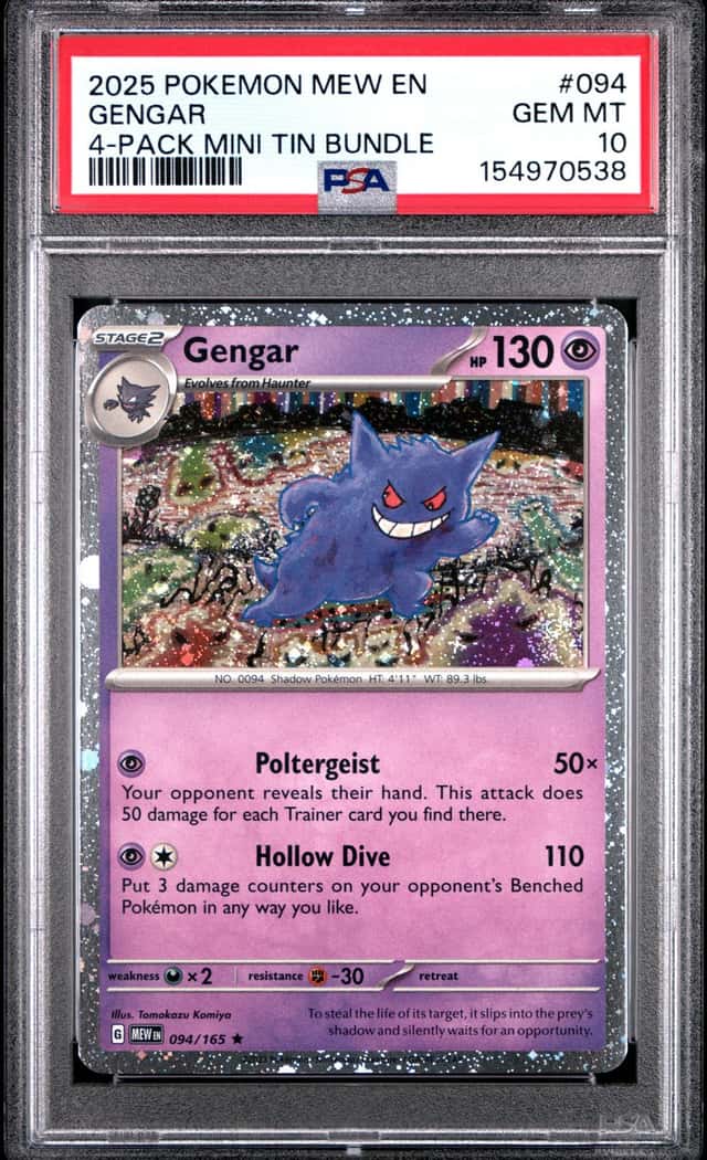 2025 Pokemon SV 151 Gengar 4-pack Tin Holo #094/165 PSA 10 Gem Mint