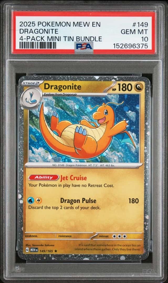 2025 POKEMON DRAGONITE 4 MINI TIN MEW EN-151 #149 PSA 10