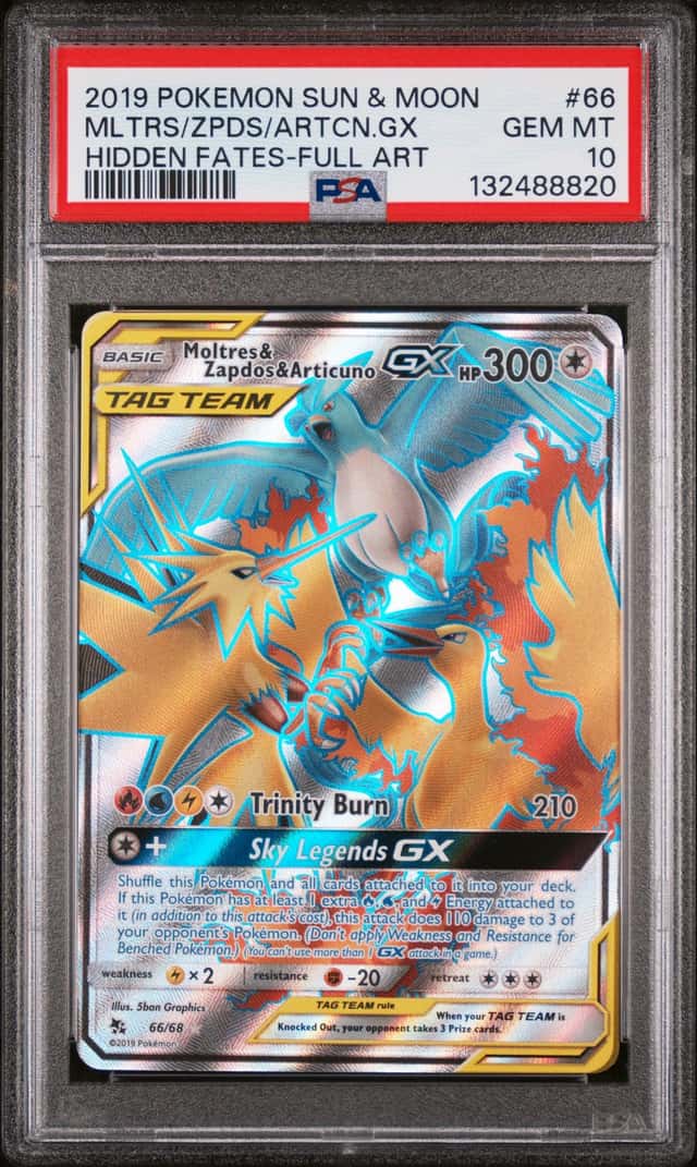 2019 Pokemon Sun & Moon Moltres Zapdos Articuno Full Art GX #66 PSA 10 GEM MINT