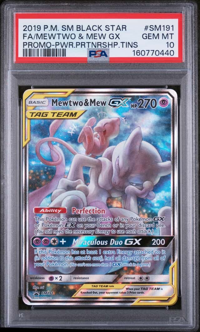 Pokemon Mewtwo & Mew GX 2019 P.M. SM Black Star Promo-Pwr.Prtnrshp.Tins PSA 10 