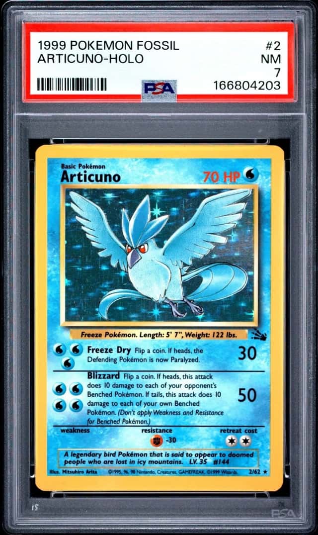 1999 POKEMON FOSSIL #2 ARTICUNO-HOLO PSA 7