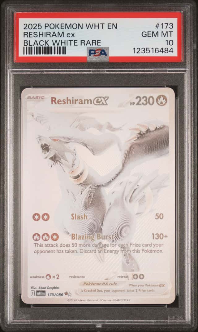 2025 Pokemon Scarlet and Violet White Flare Black White Rare Reshiram Ex #173